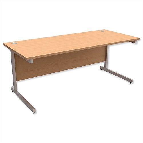 Office Desk Rectangular Silver Legs W1800mm Beech Ashford Office Desk Rectangular Silver Legs W1800mm Beech Ashford