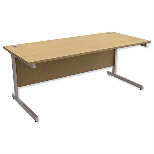 Office Desk Rectangular Silver Legs W1800mm Urban Oak Ashford Office Desk Rectangular Silver Legs W1800mm Urban Oak Ashford