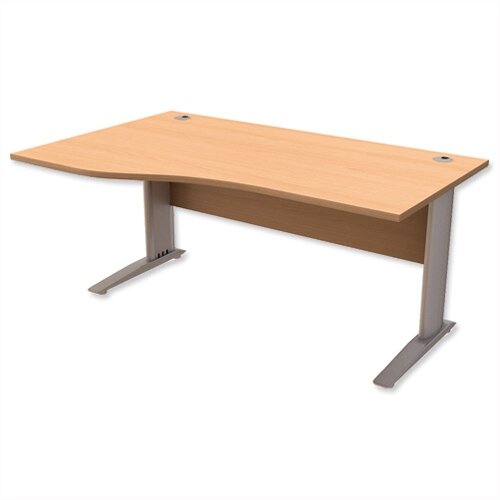 Komo Cantilever Wave Office Desk Left Hand W1600xD1000-800xH725mm Beech Komo Cantilever Wave Office Desk Left Hand W1600xD1000-800xH725mm Beech