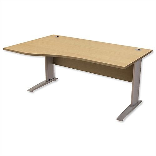 Komo Cantilever Wave Office Desk Left Hand W1600xD1000-800xH725mm Oak Komo Cantilever Wave Office Desk Left Hand W1600xD1000-800xH725mm Oak