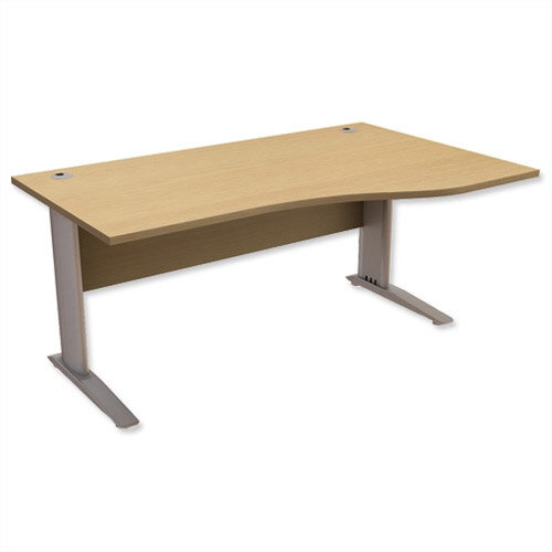 Komo Cantilever Wave Office Desk Right Hand W1600xD1000-800xH725mm Oak Komo Cantilever Wave Office Desk Right Hand W1600xD1000-800xH725mm Oak