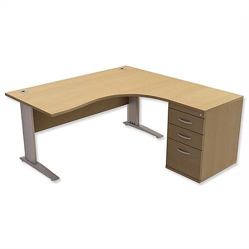 Radial Office Desk Right Hand with 600mm Desk-High Pedestal W1600xD1600xH725mm Urban Oak Komo Radial Office Desk Right Hand with 600mm Desk-High Pedestal W1600xD1600xH725mm Urban Oak Komo