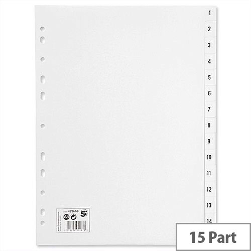 1-15 Index Plastic Multipunched A4 White 5 Star