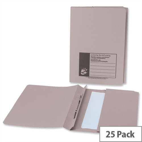 Pocket File Buff Flat File with Pocket Recycled Manilla 38mm Foolscap Buff Pack 25 5 ...