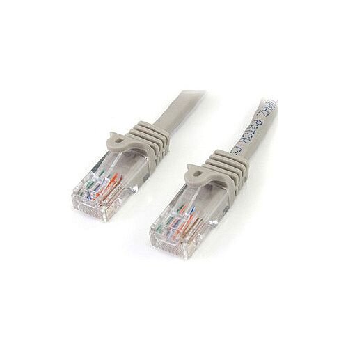 StarTech 10 ft Gray Snagless Cat5e UTP Patch Cable Cat 5e 10 ft 1 x RJ-45 Male Network 1 x RJ-45 Male Network Gray 45PATCH10GR