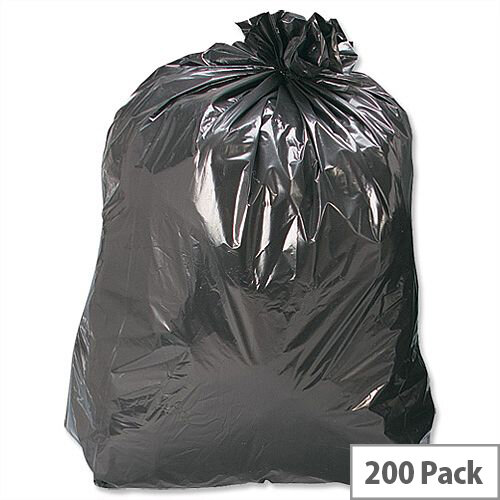 5 Star Pack of 200 Bin Bags Medium Duty 100 Gauge 110 Litre Capacity Black