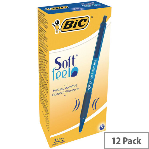 Bic SoftFeel Retractable Ballpoint Pen Blue Rubberised Barrel Pack 12 Bic SoftFeel Retractable Ballpoint Pen Blue Rubberised Barrel Pack 12