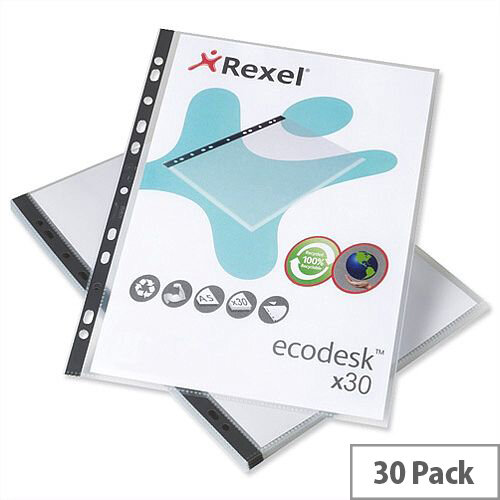 Rexel Eco Punched Pocket Multipunched Long Edge Top Opening A5 90 Micron 2102579 Pack 30