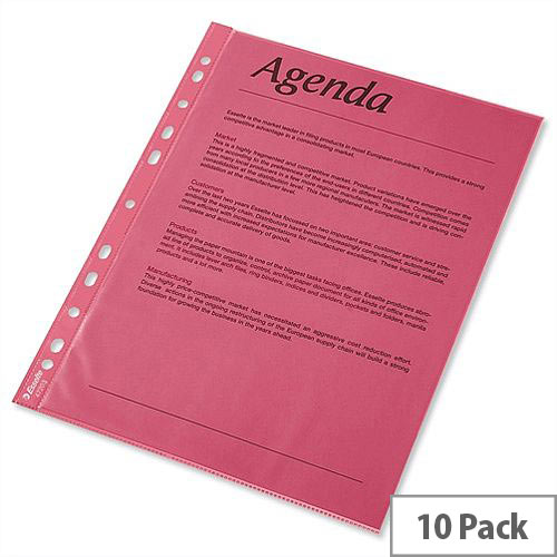 A4 Red Punched Pockets 55 Micron Esselte Pack 10 x 10 (100 Pockets) A4 Red Punched Pockets 55 Micron Esselte Pack 10 x 10 (100 Pockets)