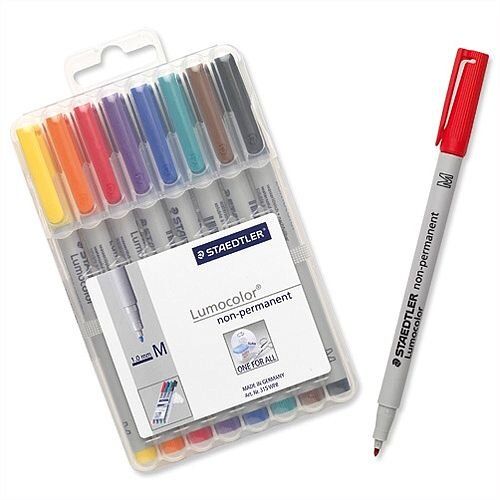 Staedtler 315 Lumocolor Non Permanent Pen 0.8mm Line Assorted 315WP8 Wallet 8