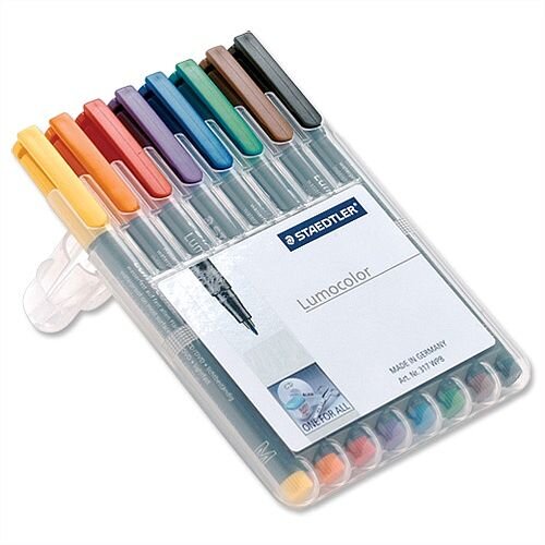 Staedtler 318 Lumocolor 0.6mm Pen Permanent Assorted Wallet 8