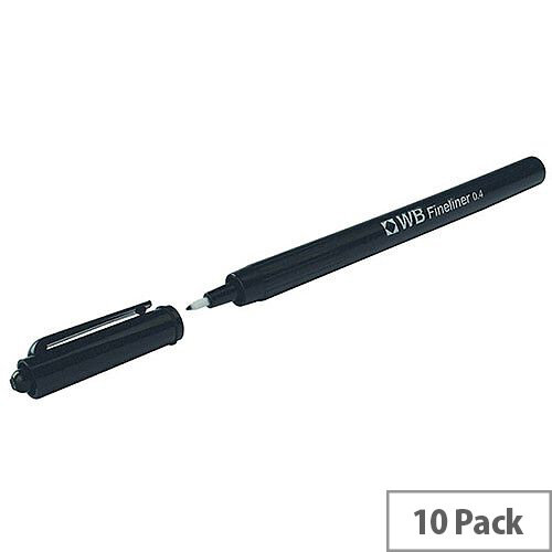 White Box Fineliner 0.4mm Nib Black [Pack 10]