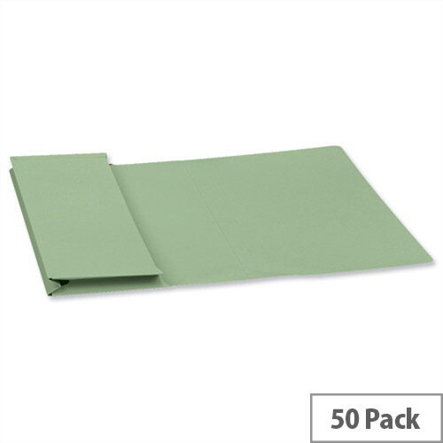 Guildhall Foolscap Document Wallet Green 315gsm Full Flap Pack of 50