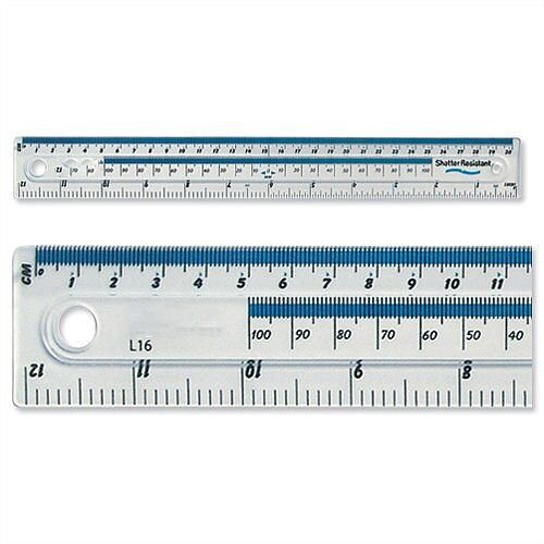 Plastic Ruler Shatter Resistant 30cm Blue Tint - Hunt Office Ireland