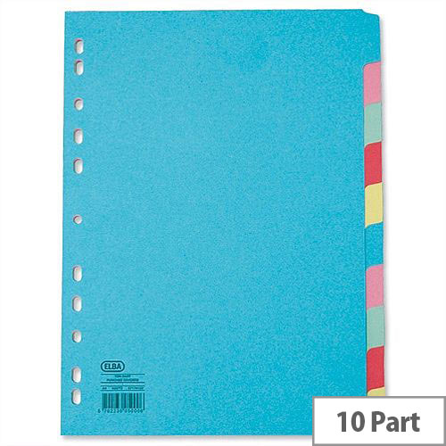 Elba Extra Wide A4 File Dividers Assorted Colours 100080807