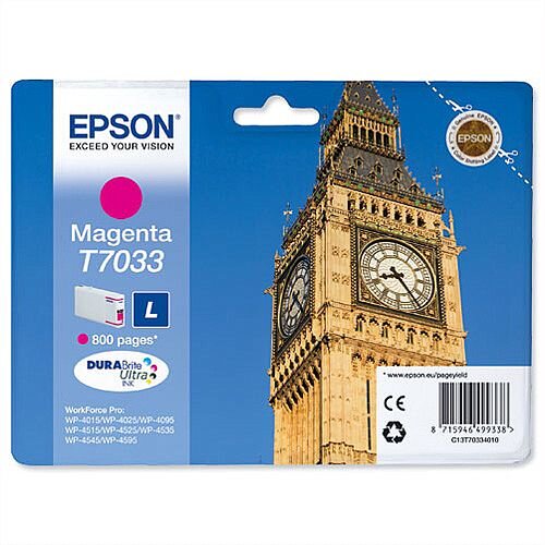 Epson Big Ben T7033 Magenta Ink Cartridge 800pp C13T70334010 Epson Big Ben T7033 Magenta Ink Cartridge 800pp C13T70334010