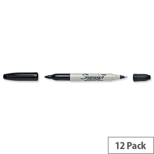 Sharpie Twin Tip Permanent Marker Black Pack 12 Ref S0811100