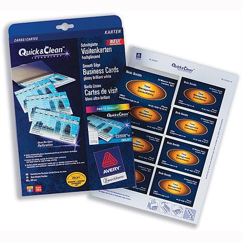 Avery C3202825 Business Cards Gloss Inkjet 8 per Sheet 250gsm 200