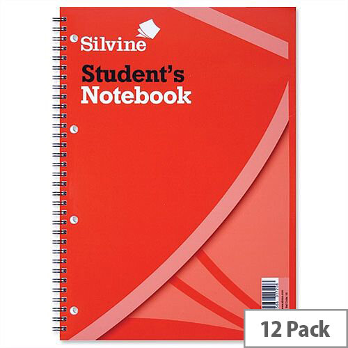 Silvine Student's Spiral Notebook Soft Cover 60 Sheets 297 x 210mm 141 Pack 12