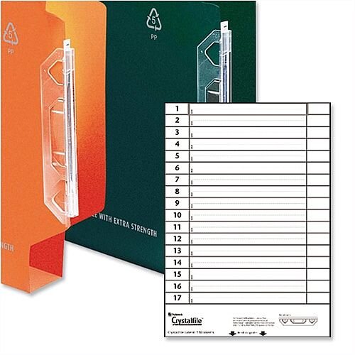 Rexel Crystalfile Inserts Card for Lateral 330 File Tabs White 70676 Pack of 34