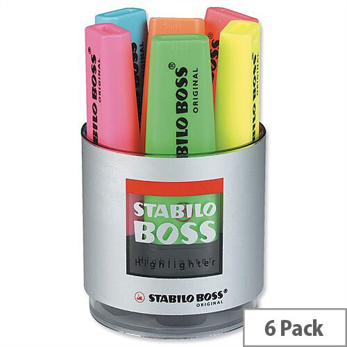 Stabilo Boss Highlighters in Pot Assorted Set of Six