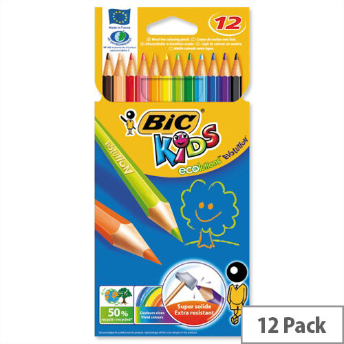 Bic Kids Ecolution Evolution Pencils Colour Assorted Wallet of 12 Bic Kids Ecolution Evolution Pencils Colour Assorted Wallet of 12