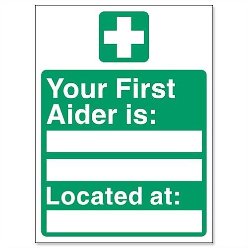 First Aider Location Self Adhesive Sign 150x200mm Stewart Superior