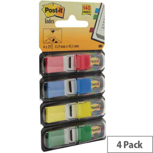 Post-it Small Index Flags Repositionable W12xH43mm Standard Colours Pack 140 Post-it Small Index Flags Repositionable W12xH43mm Standard Colours Pack 140