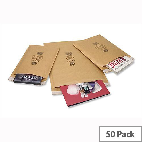 Jiffy AirKraft Size 3 Bubble Lined 220x320mm Gold Bag 50 Pack