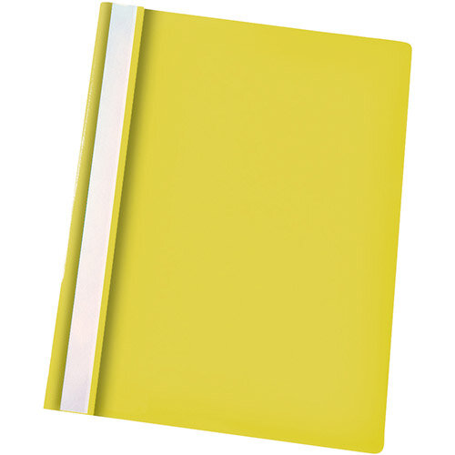 Esselte A4 Yellow Report Flat File Lightweight Plastic Clear Front Pack 25 x 25