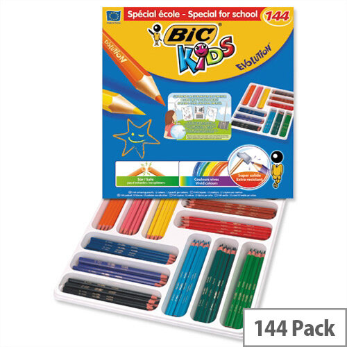 Bic Kids Ecolutions Hexagonal Colouring Pencils Assorted Pack of 144 Pack Bic Kids Ecolutions Hexagonal Colouring Pencils Assorted Pack of 144 Pack