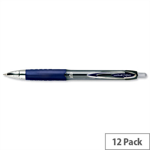 Uni-ball SigNo 207 Blue Gel Rollerball Pen Retractable Fine Line Pack 12