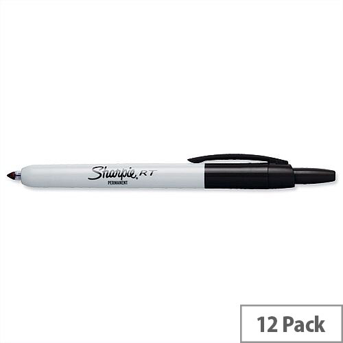 Sharpie Black Permanent Marker Pen Retractable Bullet Tip Pack 12