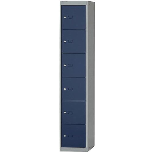 Bisley CLK126 H1802 x W305 x D305mm Steel Locker with 6 Doors Goose Grey/Blue CLK126-7339 Bisley CLK126 H1802 x W305 x D305mm Steel Locker with 6 Doors Goose Grey/Blue CLK126-7339