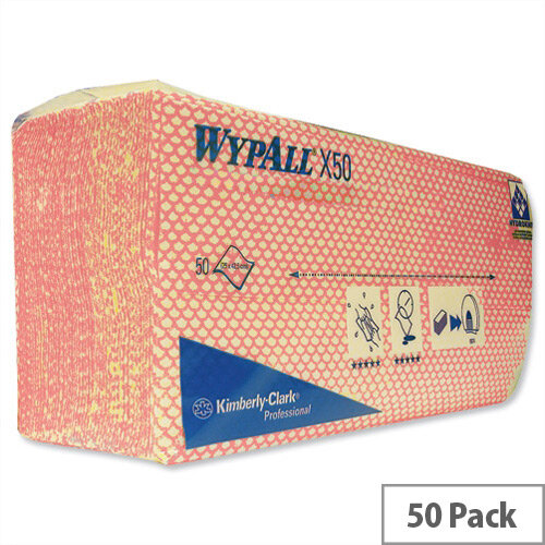 Wypall X50 Cleaning Cloths Absorbent Strong Non-woven Tear-resistant Red Ref 7444 Pack 50 792094 Wypall X50 Cleaning Cloths Absorbent Strong Non-woven Tear-resistant Red Ref 7444 Pack 50 792094