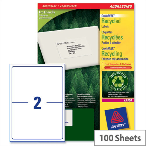 avery lr7168 100 laser labels 2 per sheet 199 6 x 143 5mm 200 labels