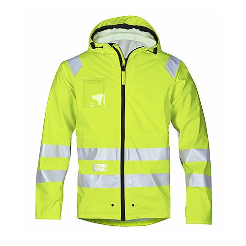 Snickers 8233 High-Vis PU Rain Jacket Yellow Class 3 Size XS