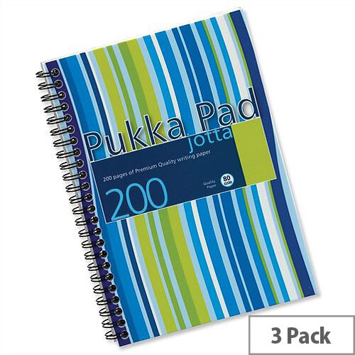 Pukka Pad A5 Stripes Polypropylene Wirebound Jotta Notebook 200 Pages Blue/Pink (Pack of 3) JP021