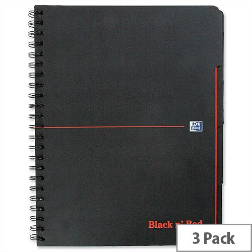 Black n' Red A4 Wirebound Project Book Polypropylene Cover 200 pages K66070 Pack 3 Black n' Red A4 Wirebound Project Book Polypropylene Cover 200 pages K66070 Pack 3