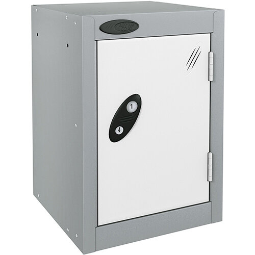 Probe Quarto 1 Door Small Locker Extra Deep ACTIVECOAT 305x460x480mm Silver Body &White Doors Probe Quarto 1 Door Small Locker Extra Deep ACTIVECOAT 305x460x480mm Silver Body &White Doors
