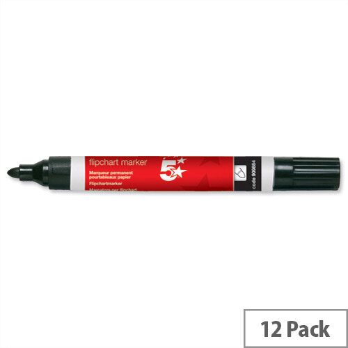 Black Flipchart Marker Pen Line Width 2.0mm Pack 12 5 Star