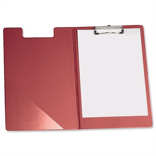 Foolscap Fold Over Clipboard Red with Front Pocket 5 Star