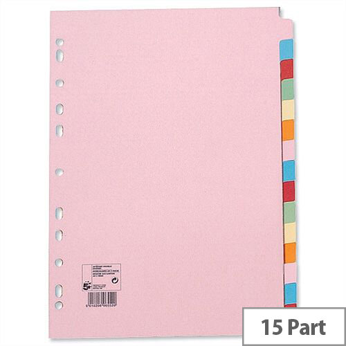 15 Part Assorted Subject Dividers A4 Pack 10 5 Star - Hunt Office Ireland
