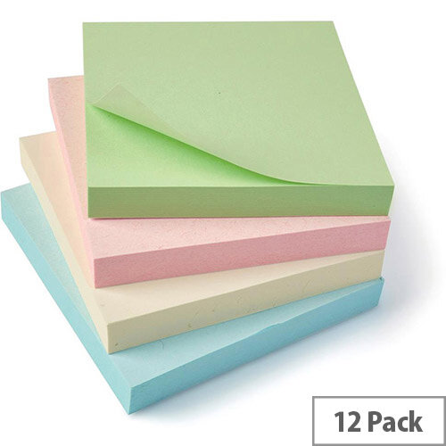 5 Star Eco Repositionable Notes 76x76mm Re-Move  Pastel  Pack 12