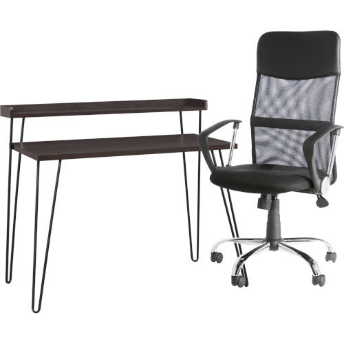 Haven retro Desk with Riser Espresso & Alphason Office Chair Orlando