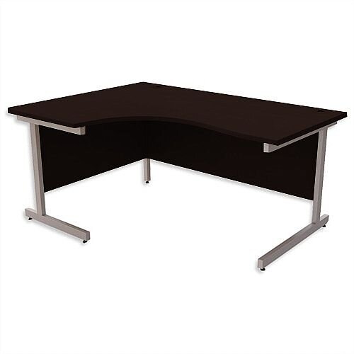 Office Desk Radial Left Hand Silver Legs W1600xD1200xH725mm Dark Walnut Ashford Office Desk Radial Left Hand Silver Legs W1600xD1200xH725mm Dark Walnut Ashford
