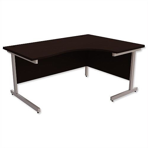 Office Desk Radial Right Hand Silver Legs W1600xD1200xH725mm Dark Walnut Ashford Office Desk Radial Right Hand Silver Legs W1600xD1200xH725mm Dark Walnut Ashford
