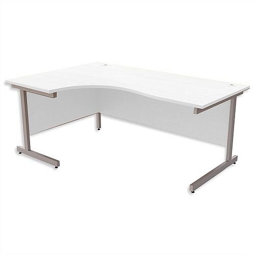 Office Desk Radial Left Hand Silver Legs W1800xD1200xH725mm White Ashford Office Desk Radial Left Hand Silver Legs W1800xD1200xH725mm White Ashford