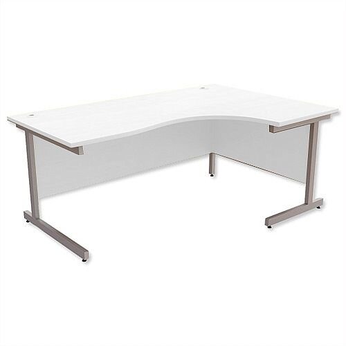 Office Desk Radial Right Hand Silver Legs W1800xD1200xH725mm White Ashford Office Desk Radial Right Hand Silver Legs W1800xD1200xH725mm White Ashford