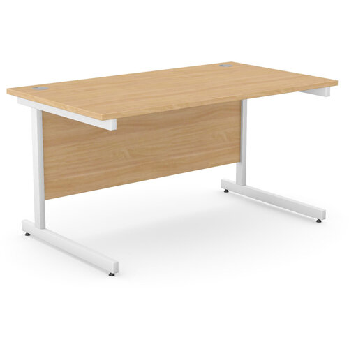 Office Desk Rectangular White Cantilever Legs W1400xD800xH725mm Beech Ashford